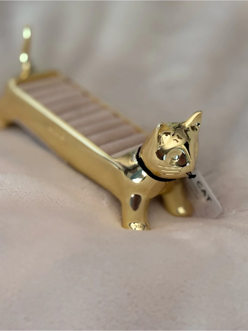 Gold Cat Ring Holder Jewelry Tray